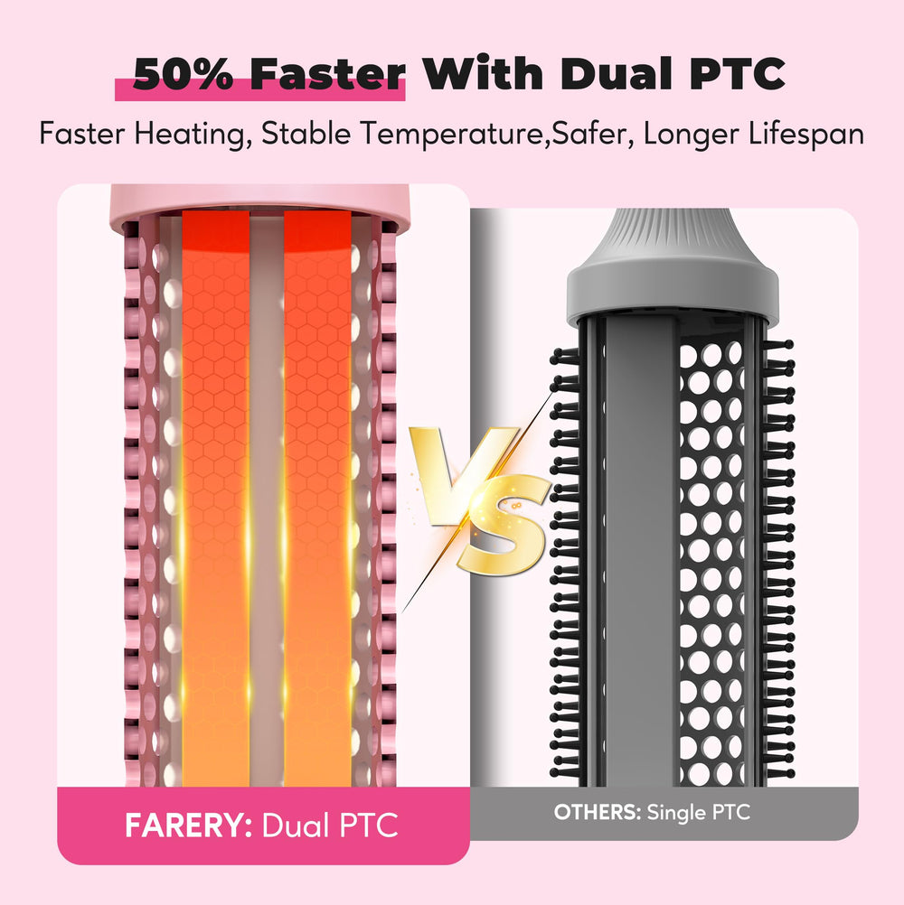 FARERY Upgraded Thermal Brush side view demonstrates hair wrapping for voluminous 90s-style curls