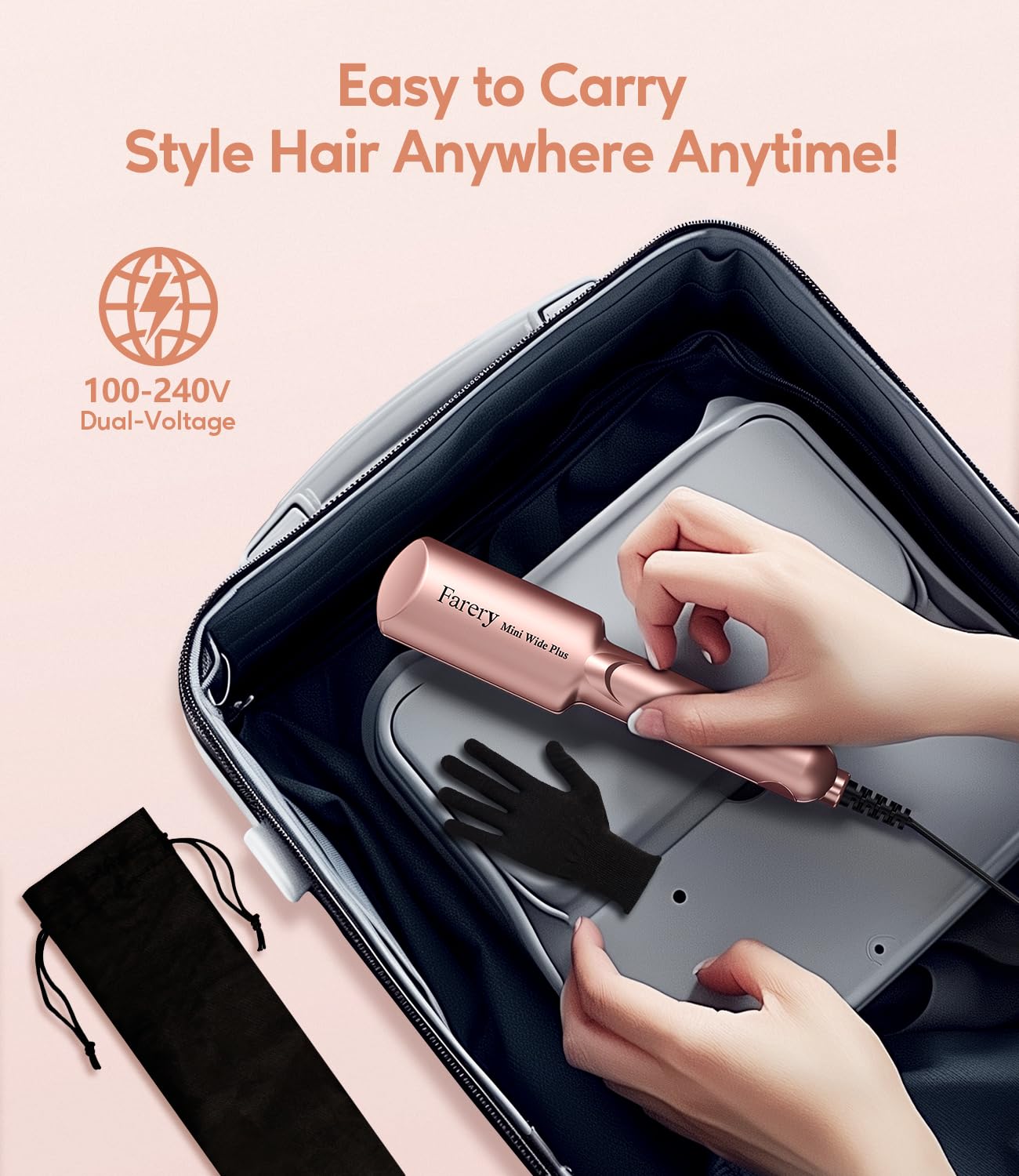FARERY worldwide dual voltage for global styling on trips.