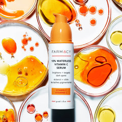 Farmacy 10% Vitamin C Serum dropper releasing serum for quick absorption.