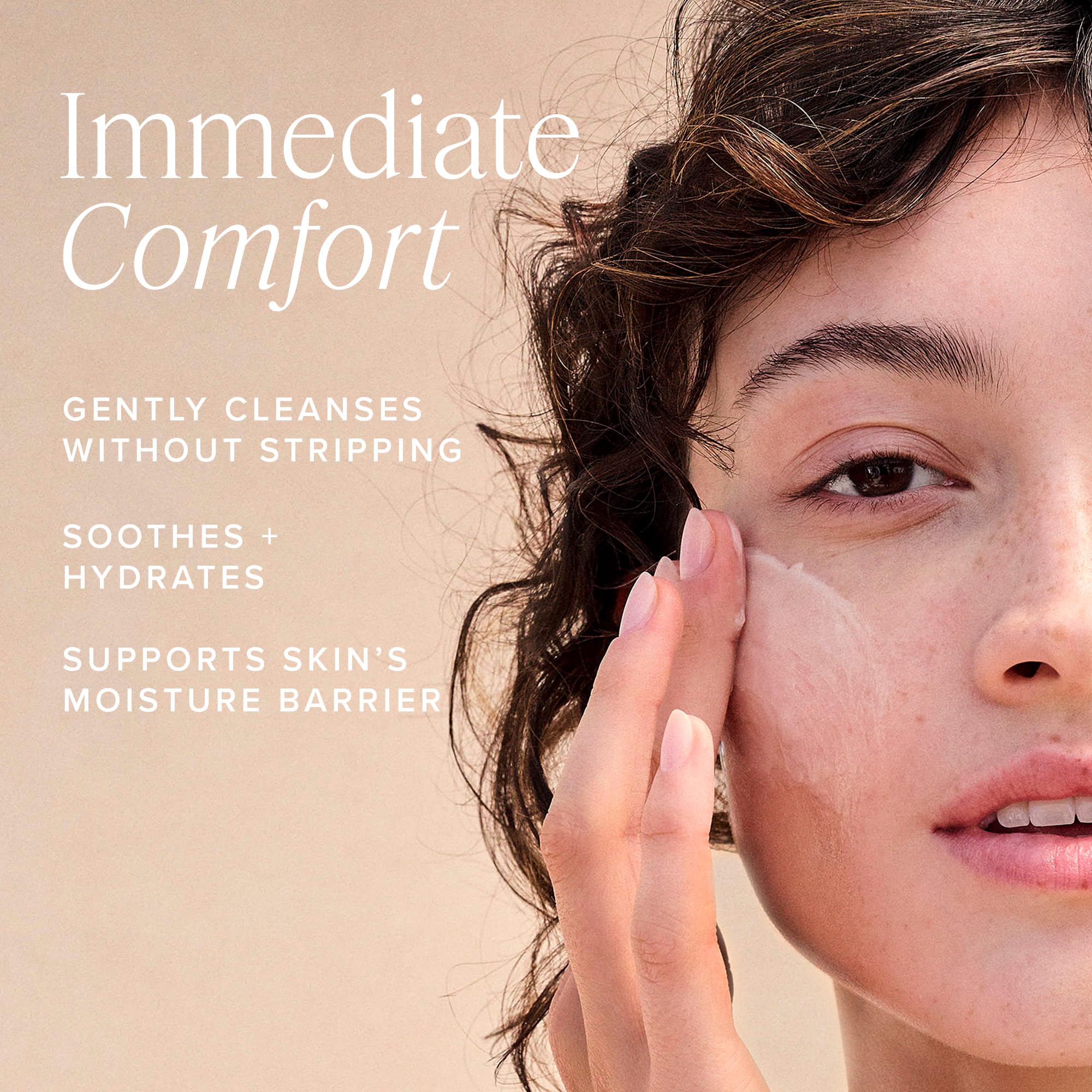 Close-up of creamy lather from Farmacy cleanser during gentle cleansing routine