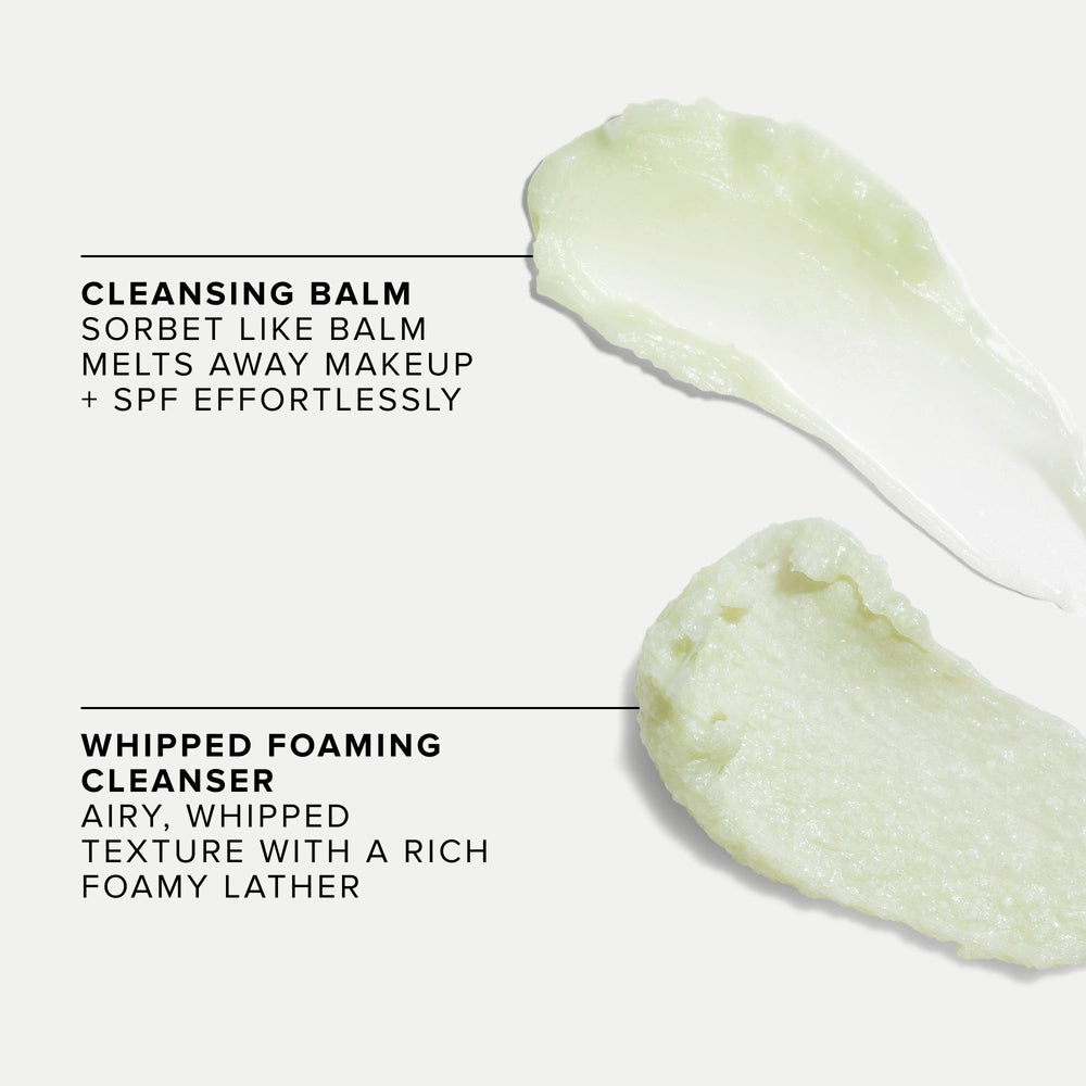 Farmacy Green Clean cleansing balm application demonstrates gentle makeup melt and skin-softening action.