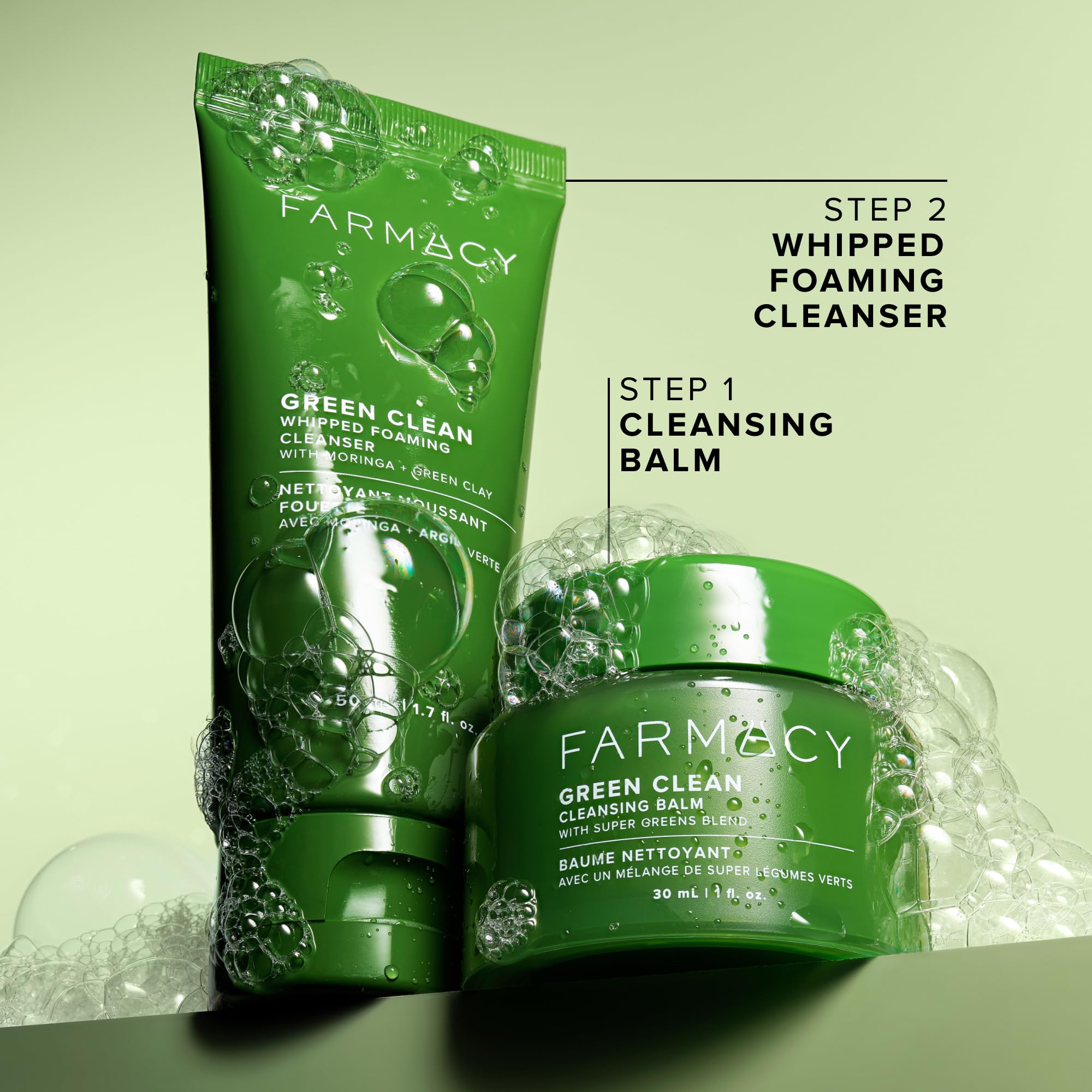 Farmacy Green Clean cleansing balm jar shown for makeup removal and hydration.