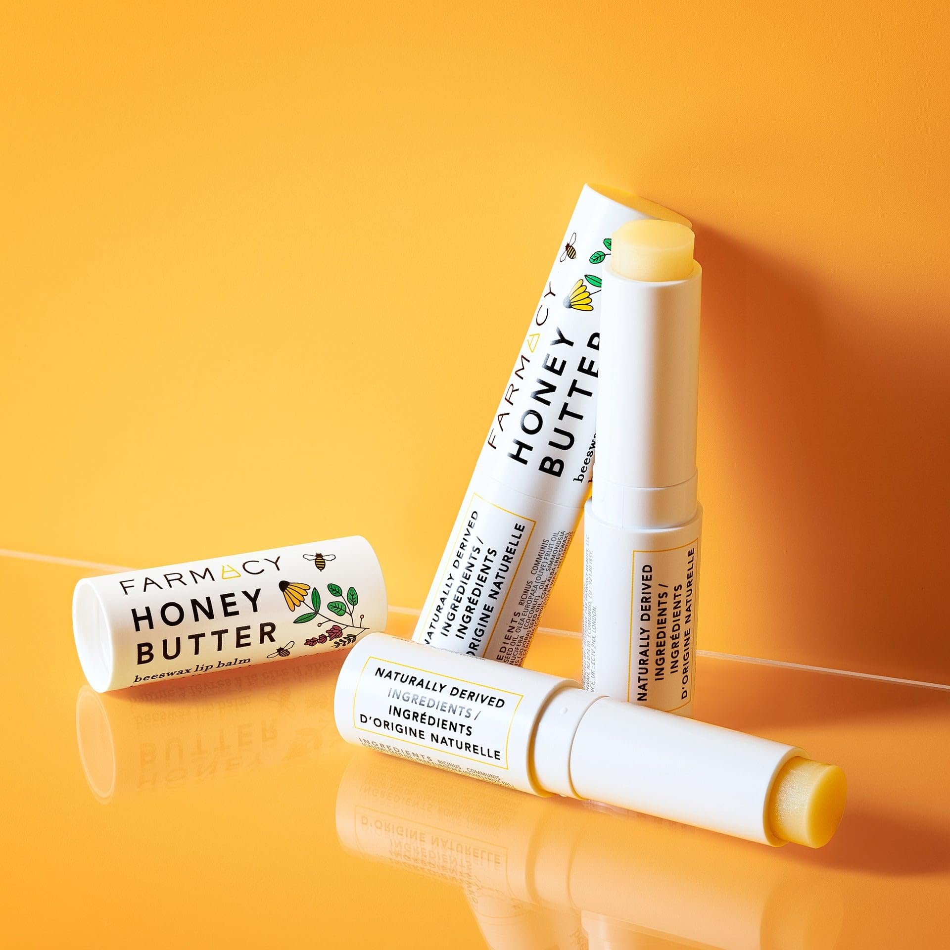 Farmacy Honey Butter honeycomb closeup emphasizing natural humectant and antioxidants.