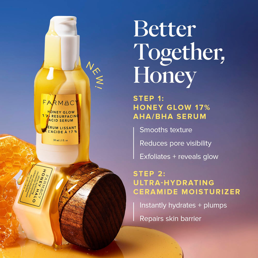 Farmacy Honey Glow Serum fragrance-free label signals gentle exfoliation without added scents.
