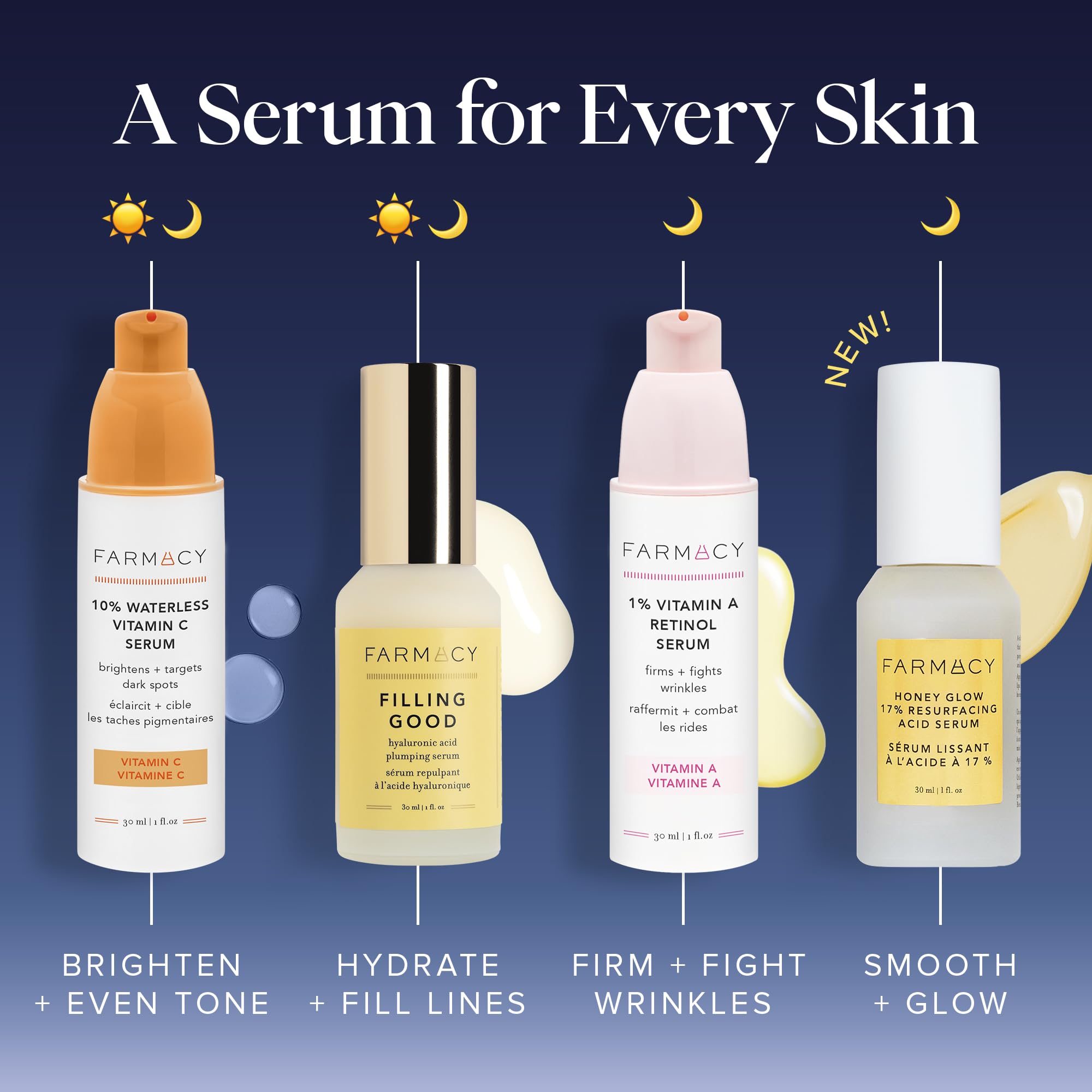 Farmacy Honey Glow Serum pore-refinement closeup highlights reduced visibility of texture.