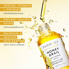 Dropper application of Farmacy Honey Grail oil for quick absorption.