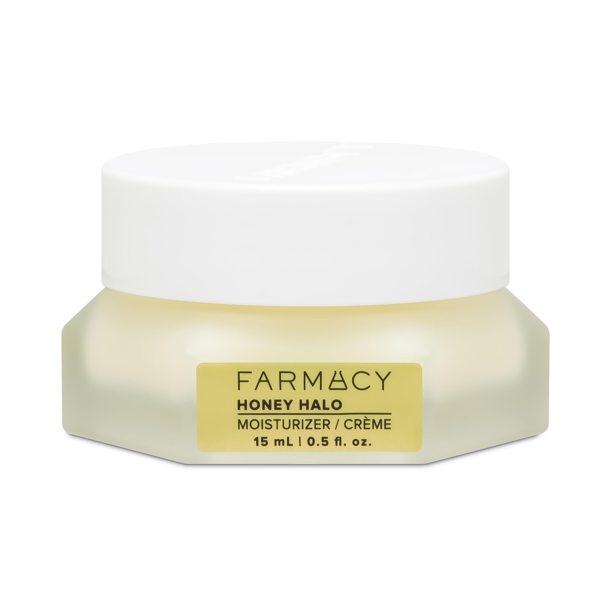Farmacy Honey Halo ceramide cream jar highlights rich hydration for dry skin.