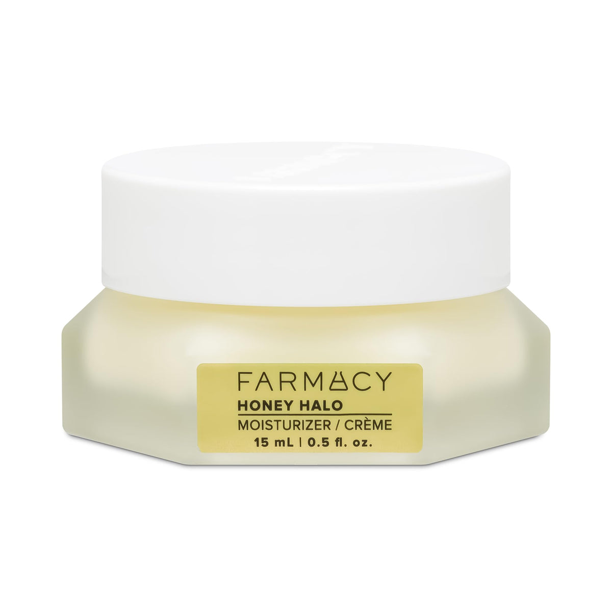 Farmacy Honey Halo ceramide cream jar highlights rich hydration for dry skin.
