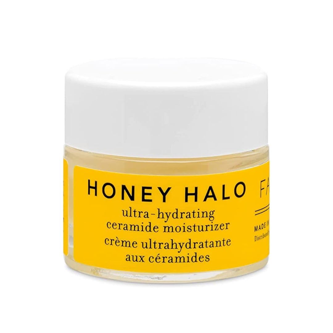 Farmacy Honey Halo ceramide jar closeup highlighting deep hydration for dry skin