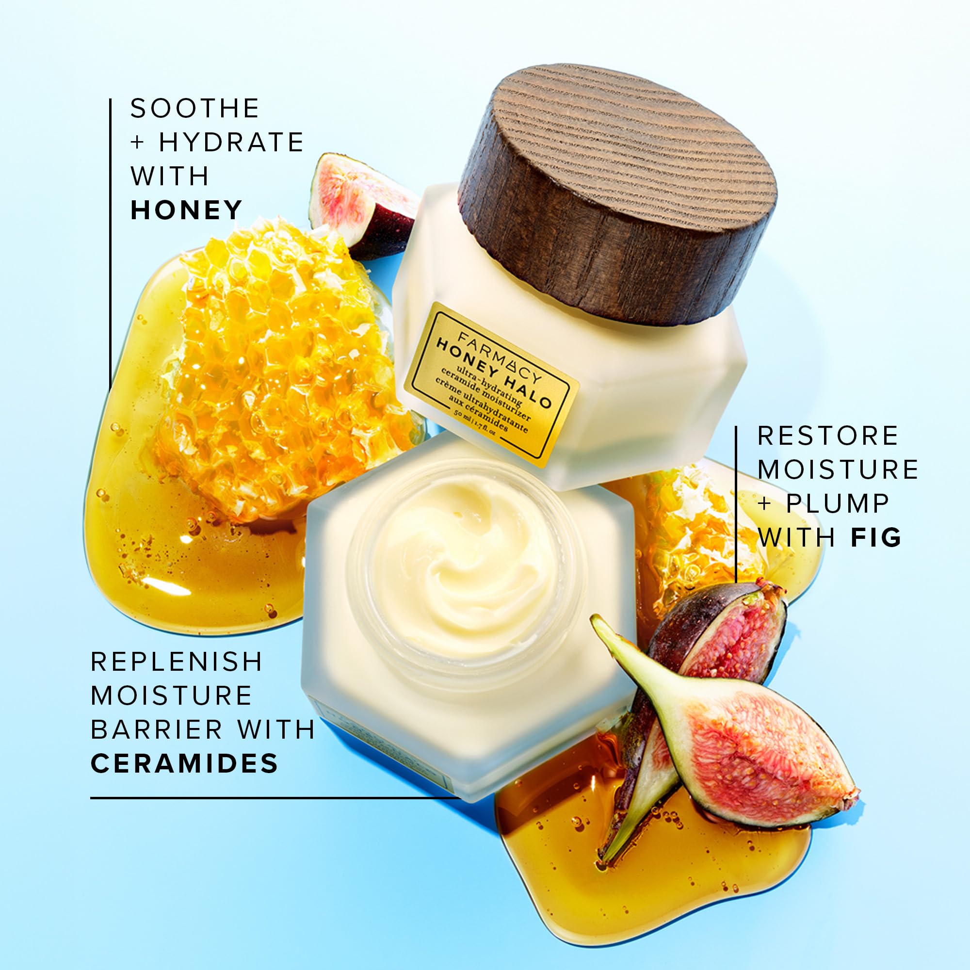 Farmacy Honey Halo honey-buckwheat close-up emphasizes soothing hydration.