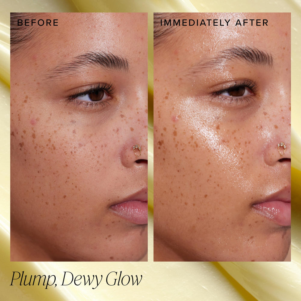 Farmacy Honey Halo primer-use shot hints at makeup-ready finish.