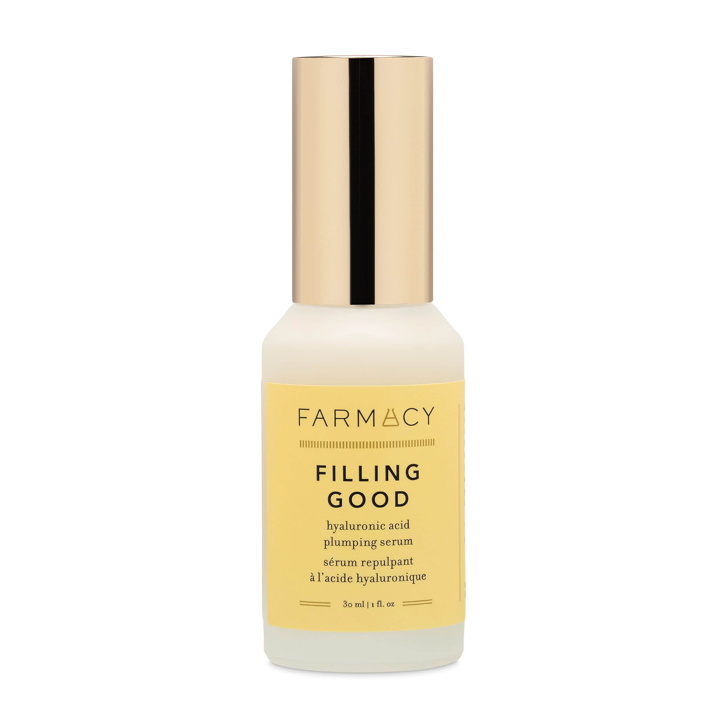 Farmacy Hyaluronic Serum bottle closeup highlighting hydration power for radiant skin