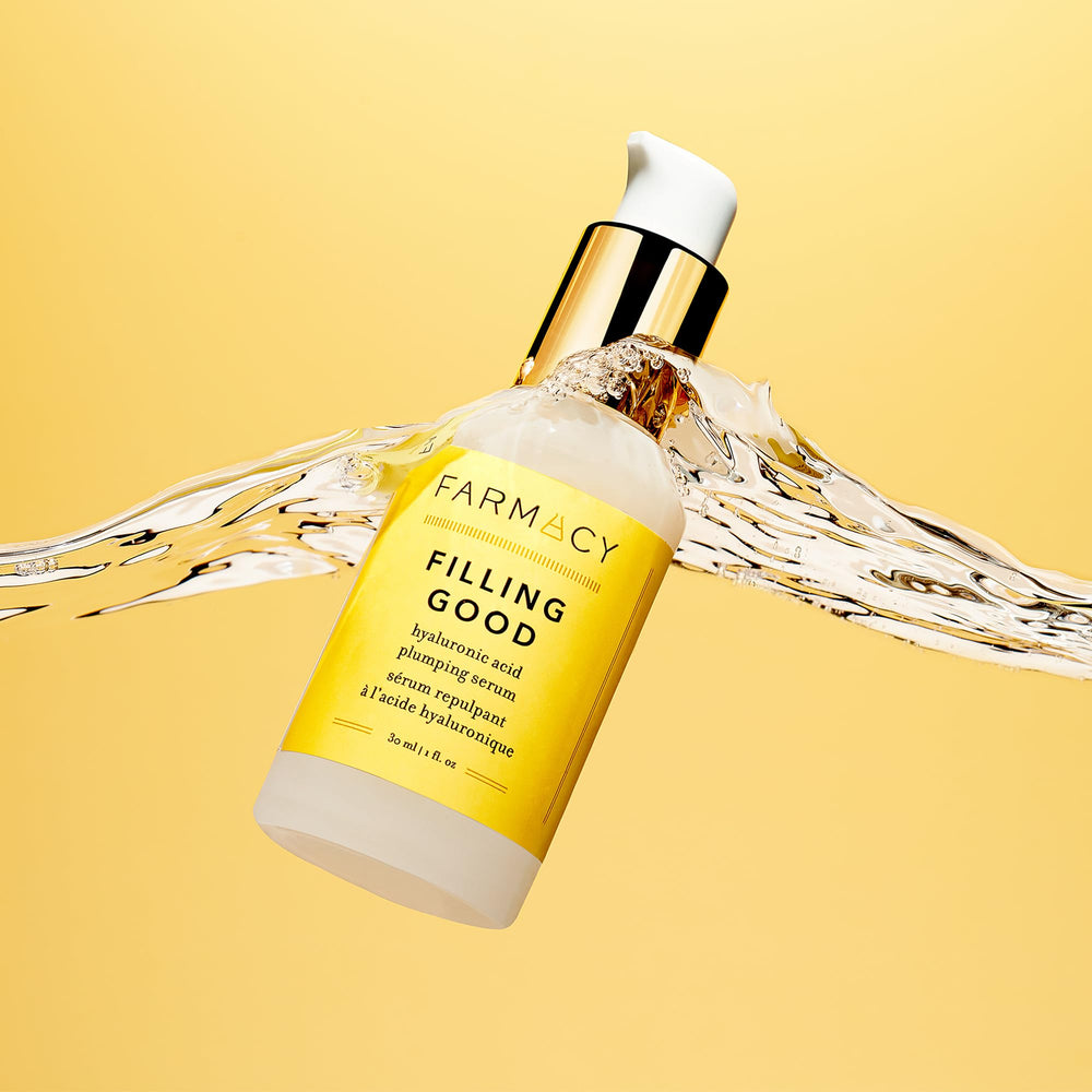 Farmacy Hyaluronic Serum dispensing drop shows precise dosing for even coverage