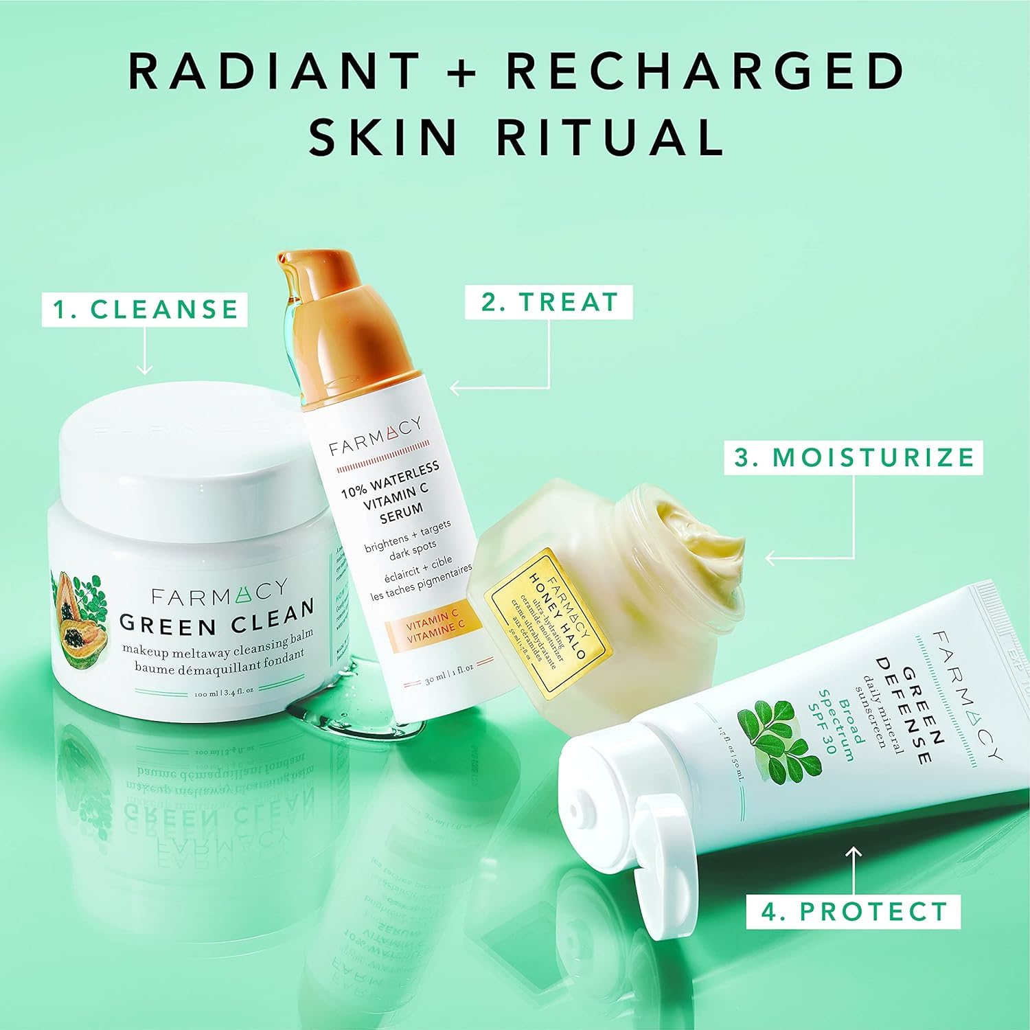 Farmacy sunscreen leaves no white cast on diverse skin tones.