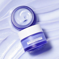 Close-up of Farmacy Niacinamide Overnight Mask texture reveals creamy consistency for soothing night care.