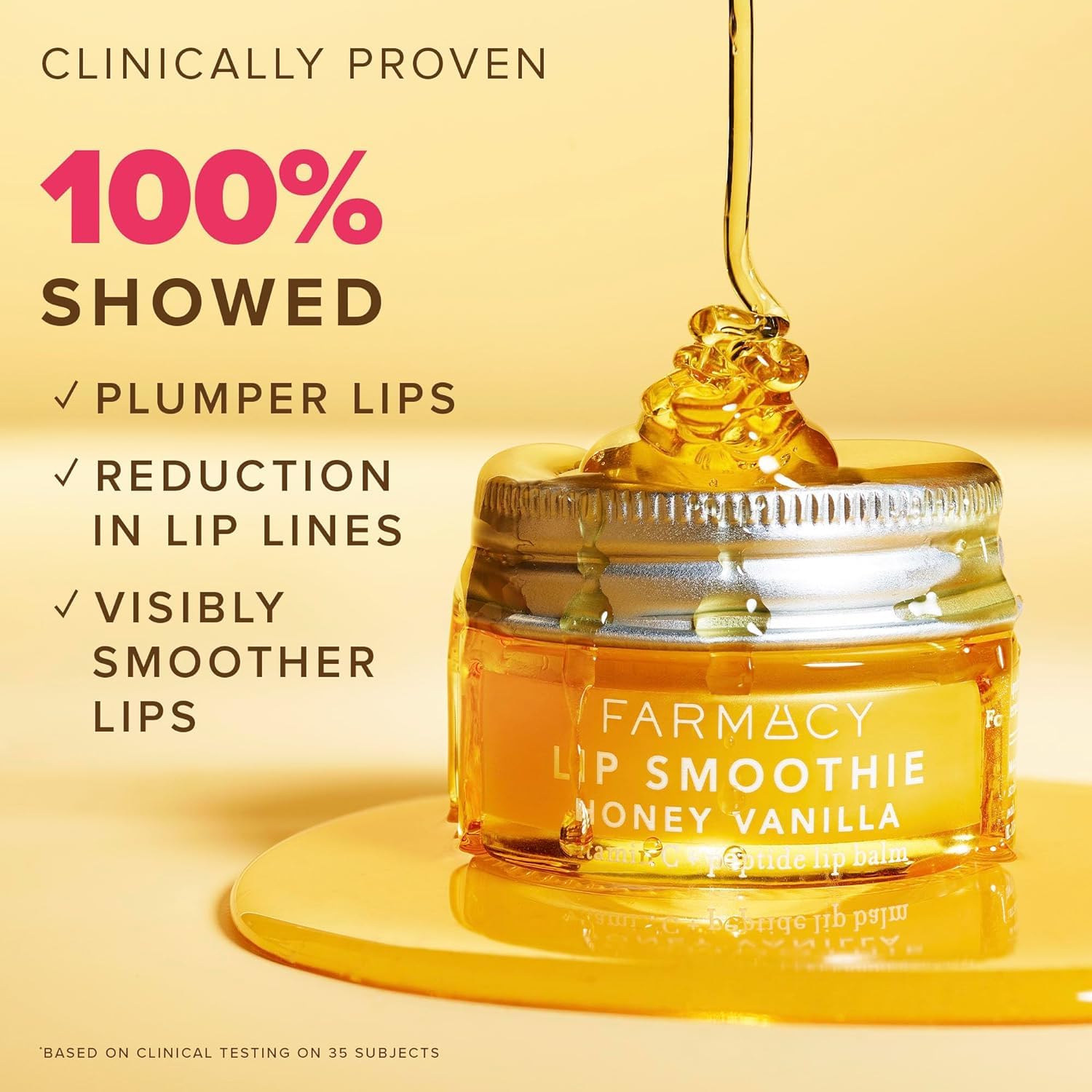 Farmacy Peptide Lip Smoothie texture closeup shows creamy hydrating formula