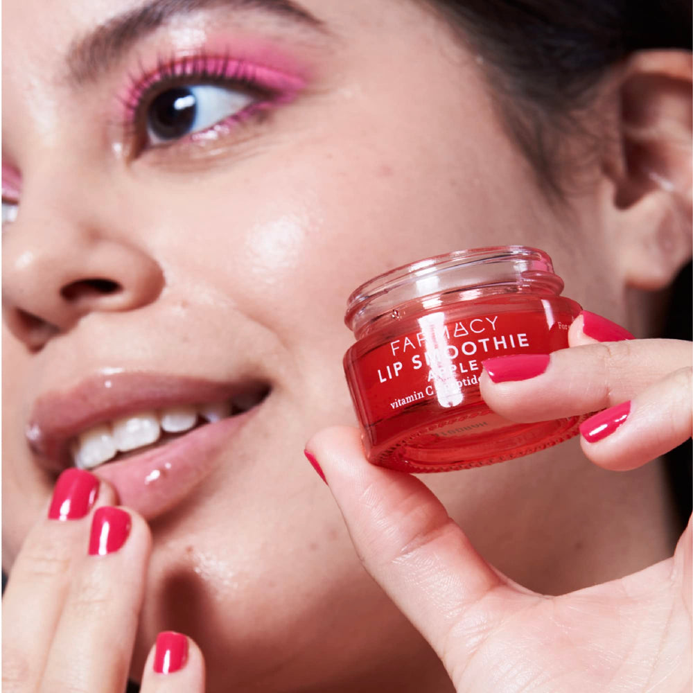 Farmacy Lip Smoothie 8-hour moisture—lip hydration and shine held.