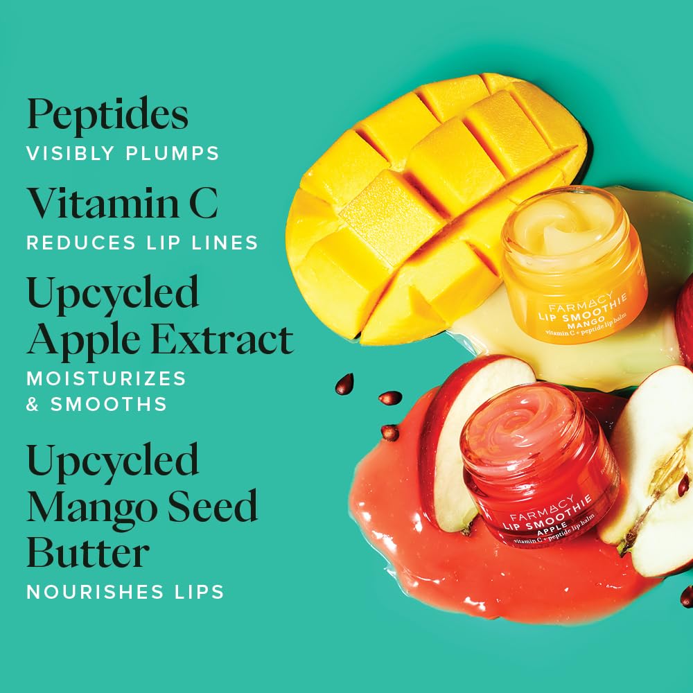 Farmacy Lip Smoothie lips—glossy shine with soft, pillowy feel.