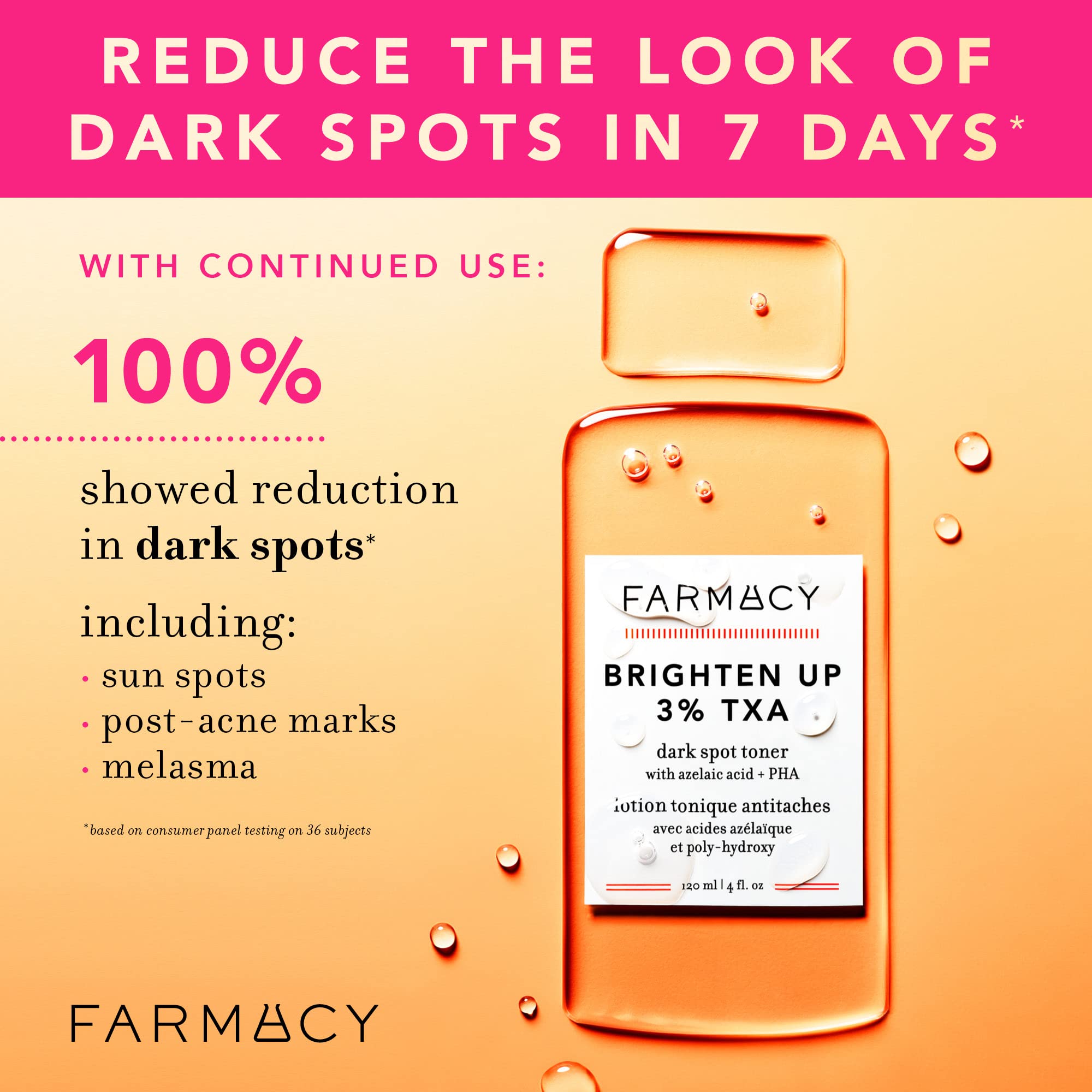 Farmacy TXA toner on cotton pad application for smoother skin texture.