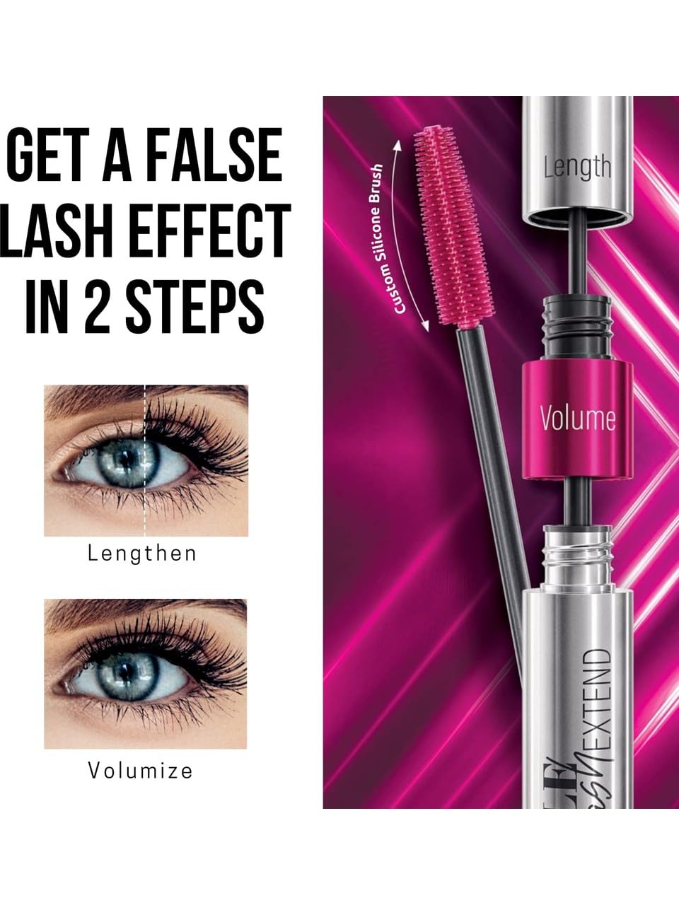 Farmasi Double Lash Extend Mascara application on lashes delivering longer, natural-looking definition.