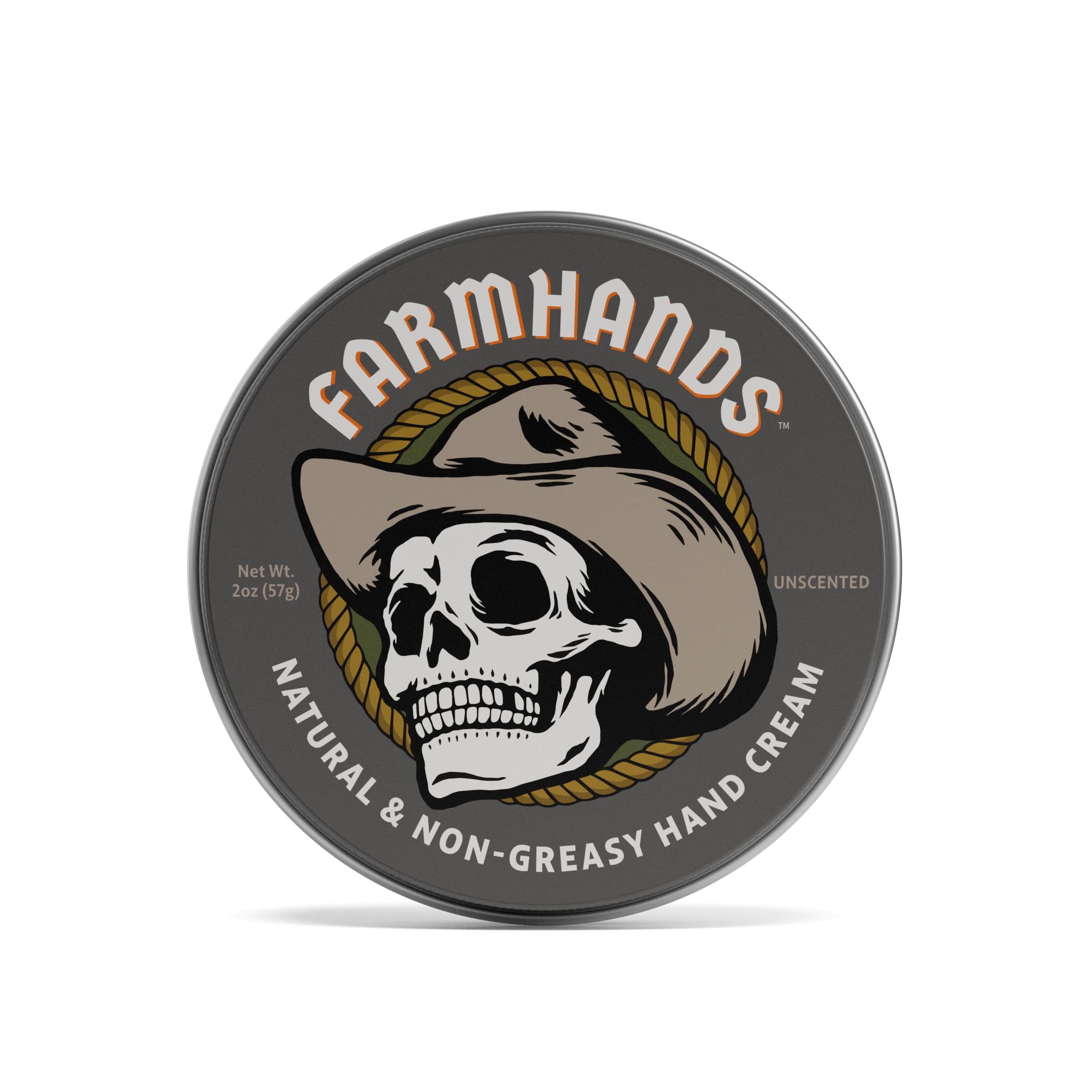 Farmhands fast-absorbing hand cream in a 2oz tin for non-greasy moisturization.