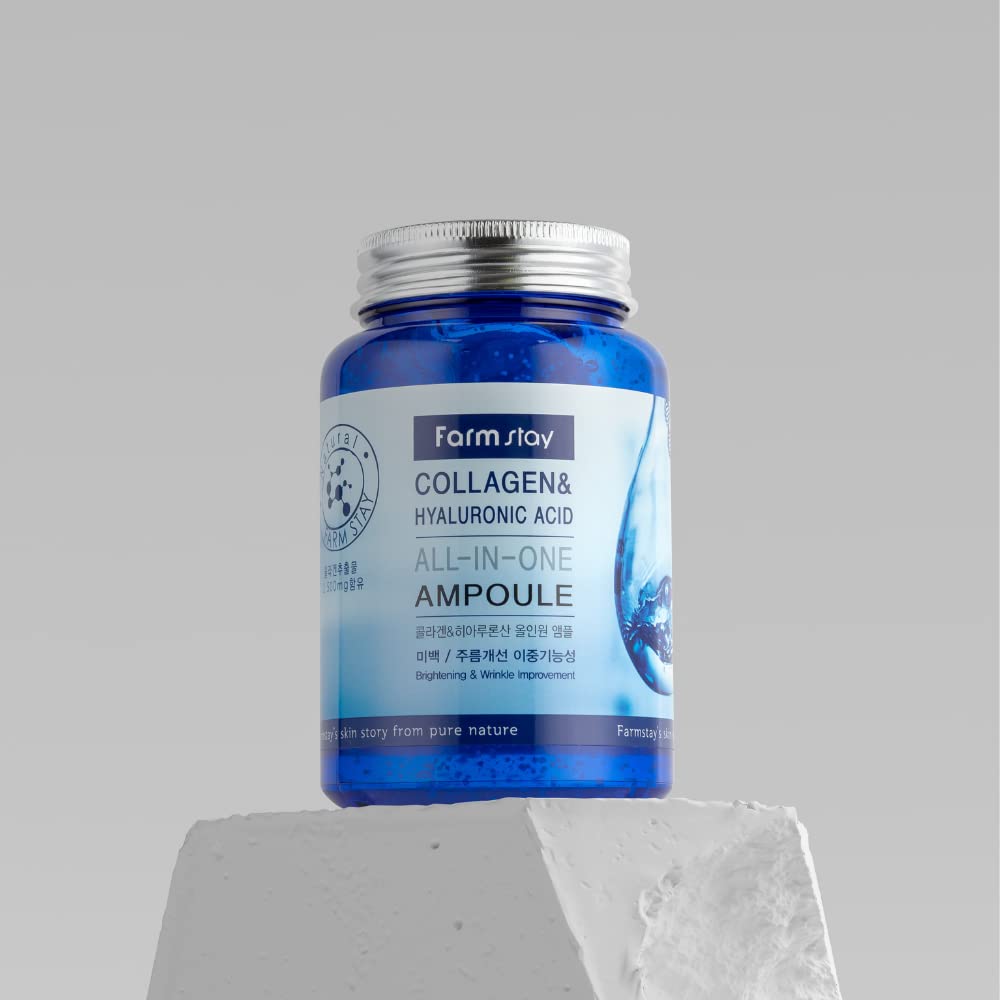 Farmstay Collagen Hyaluronic Ampoule packaging front communicates premium anti-aging care.
