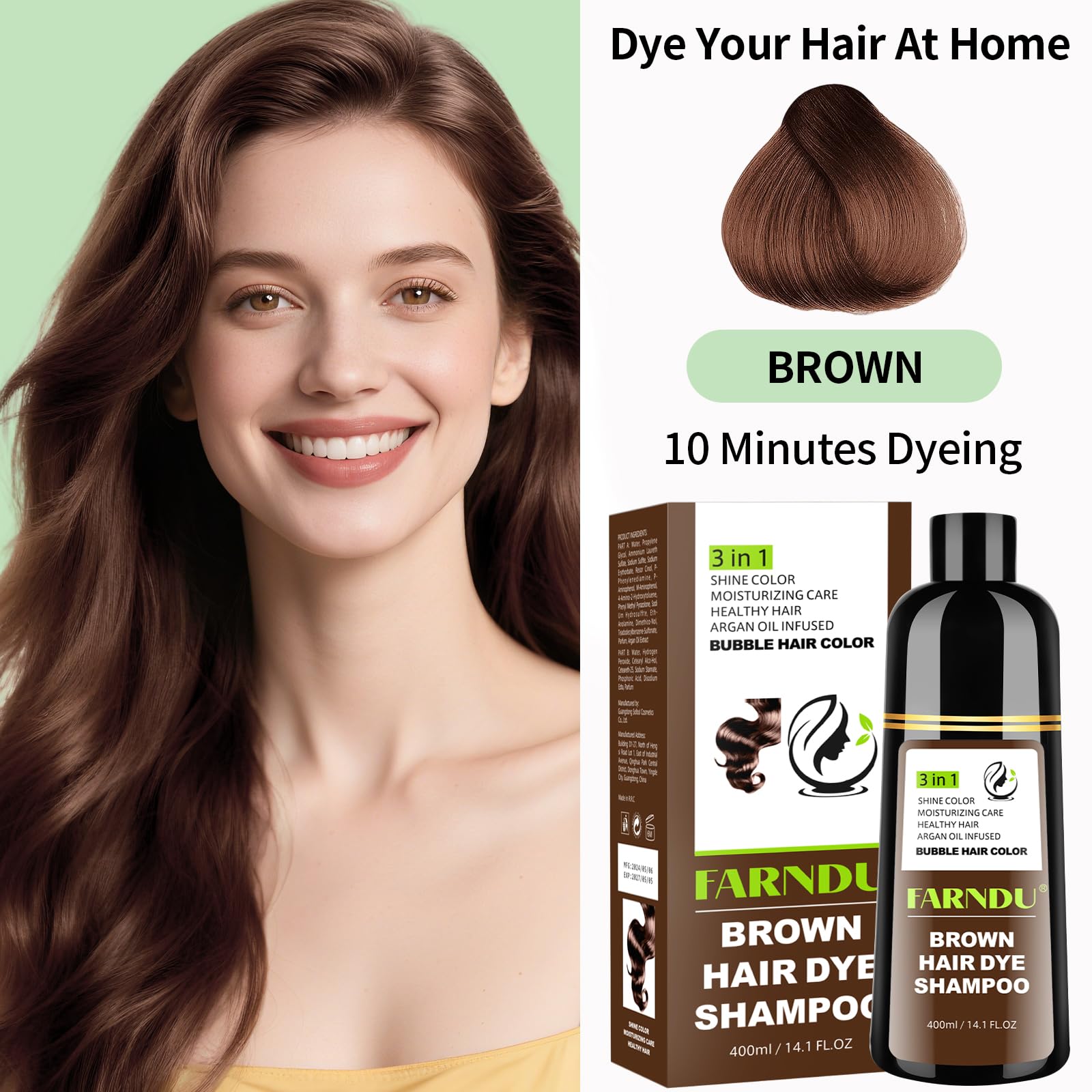 Farndu shampoo being applied to dry hair for easy color