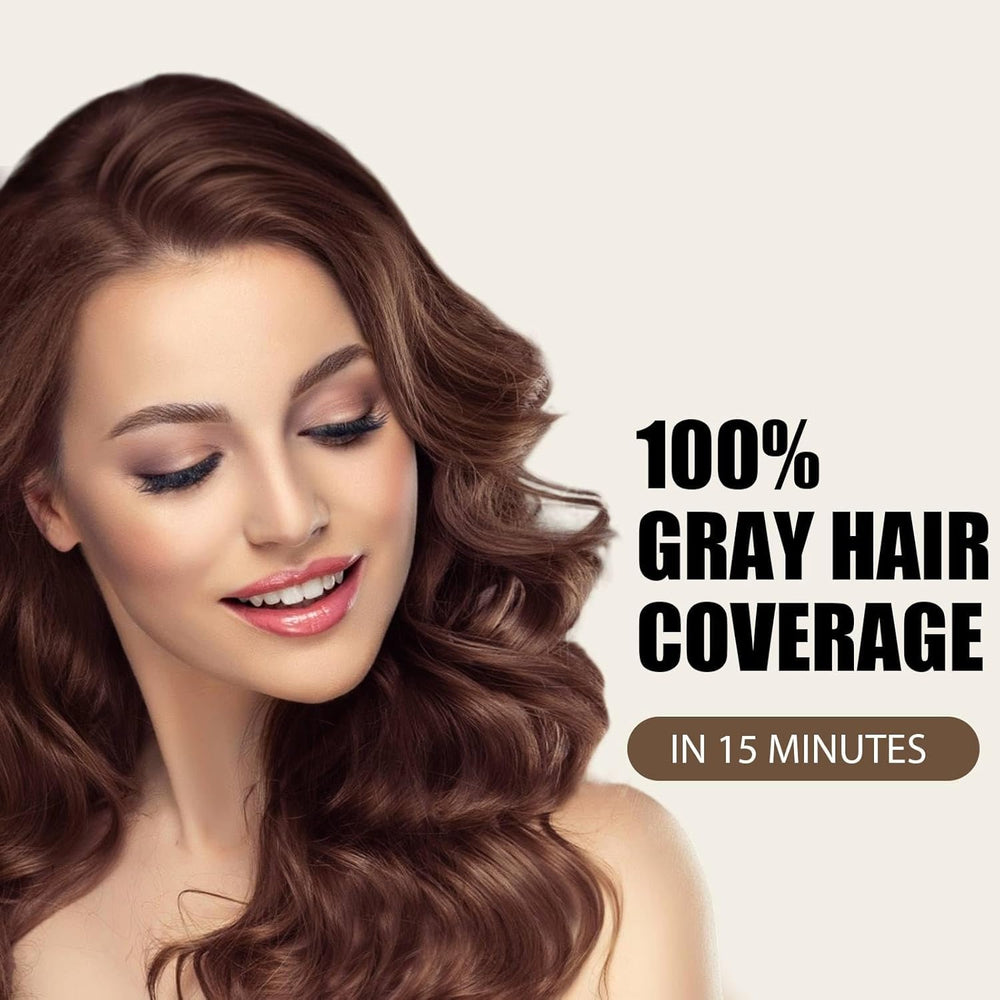 Farndu Brown Hair Dye Shampoo coverage-15min shows quick gray coverage in minutes.