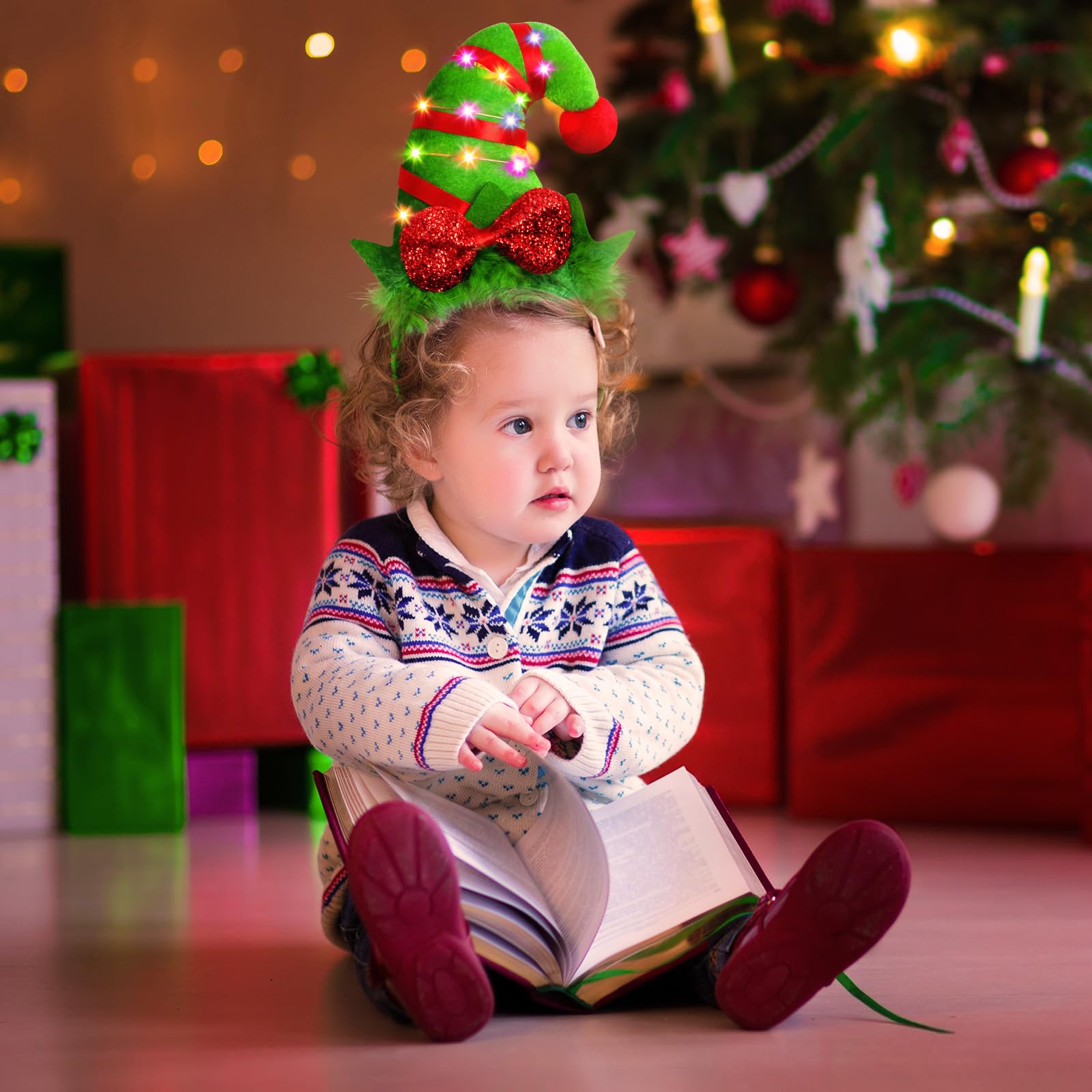 Farochy Christmas Elf Headband set features hair hoop and hat