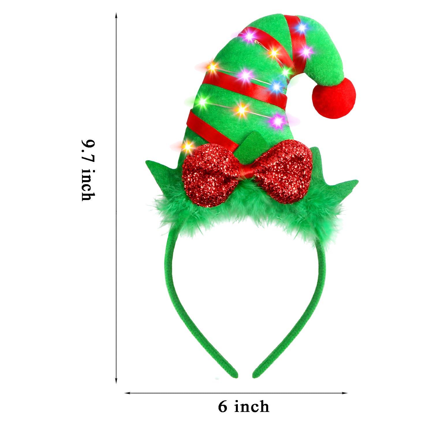 Farochy LED elf headband with battery pack ready