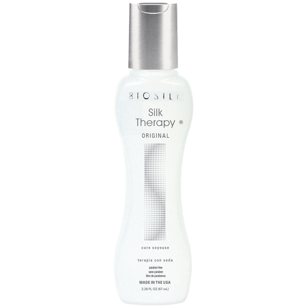 Farouk Biosilk Silk Therapy bottle delivers smoothness and frizz control.