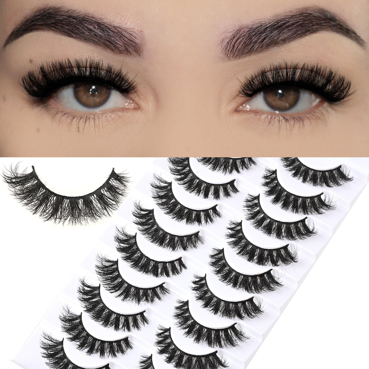 FARRED Mink Lashes Short Fluffy Pack—10 Pairs for daily wear.