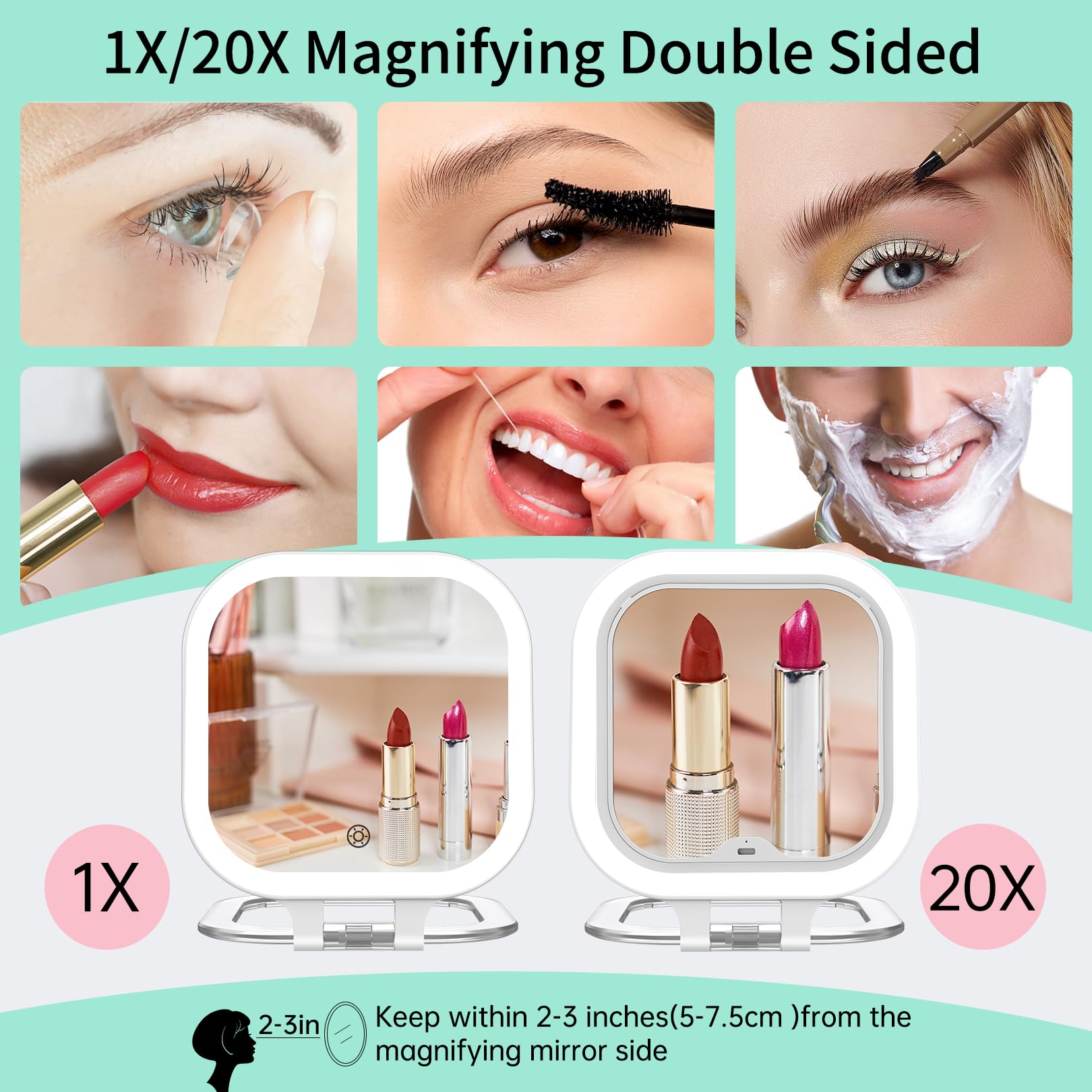 FASCINATE 20X magnification close-up for precise eye and lip work
