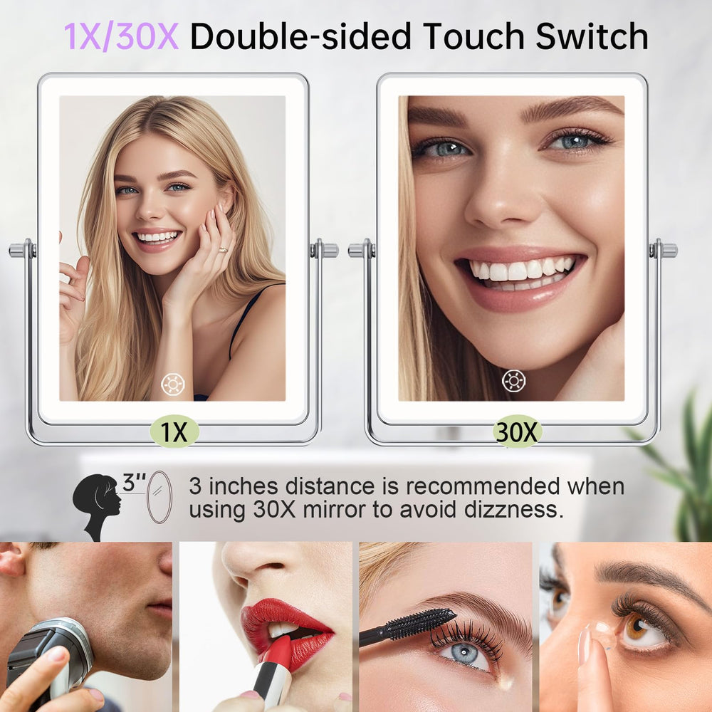 FASCINATE 30X magnifying side aids precise eyeliner and brow shaping.