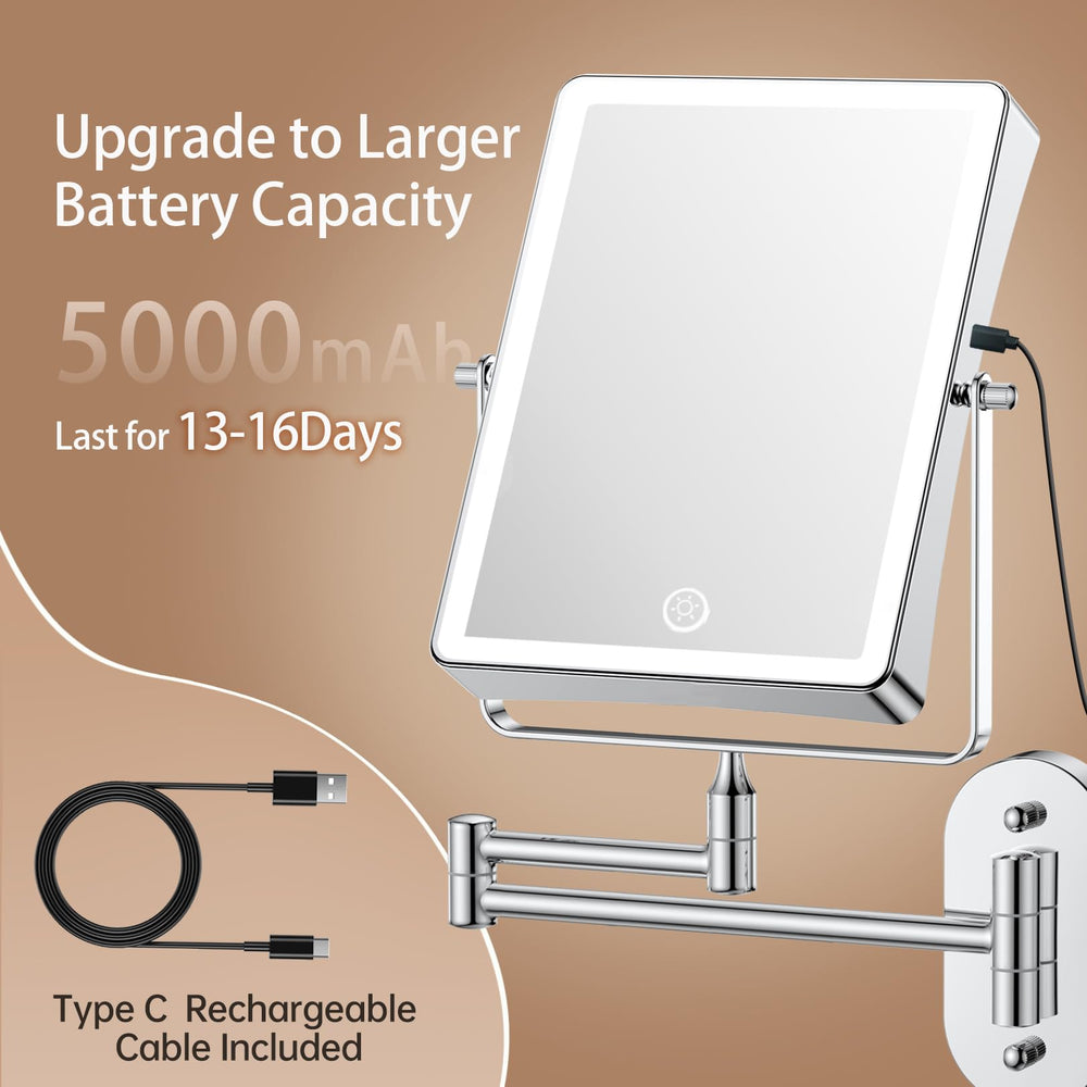 FASCINATE 5000mAh mirror showing 1X magnification for overall makeup application.