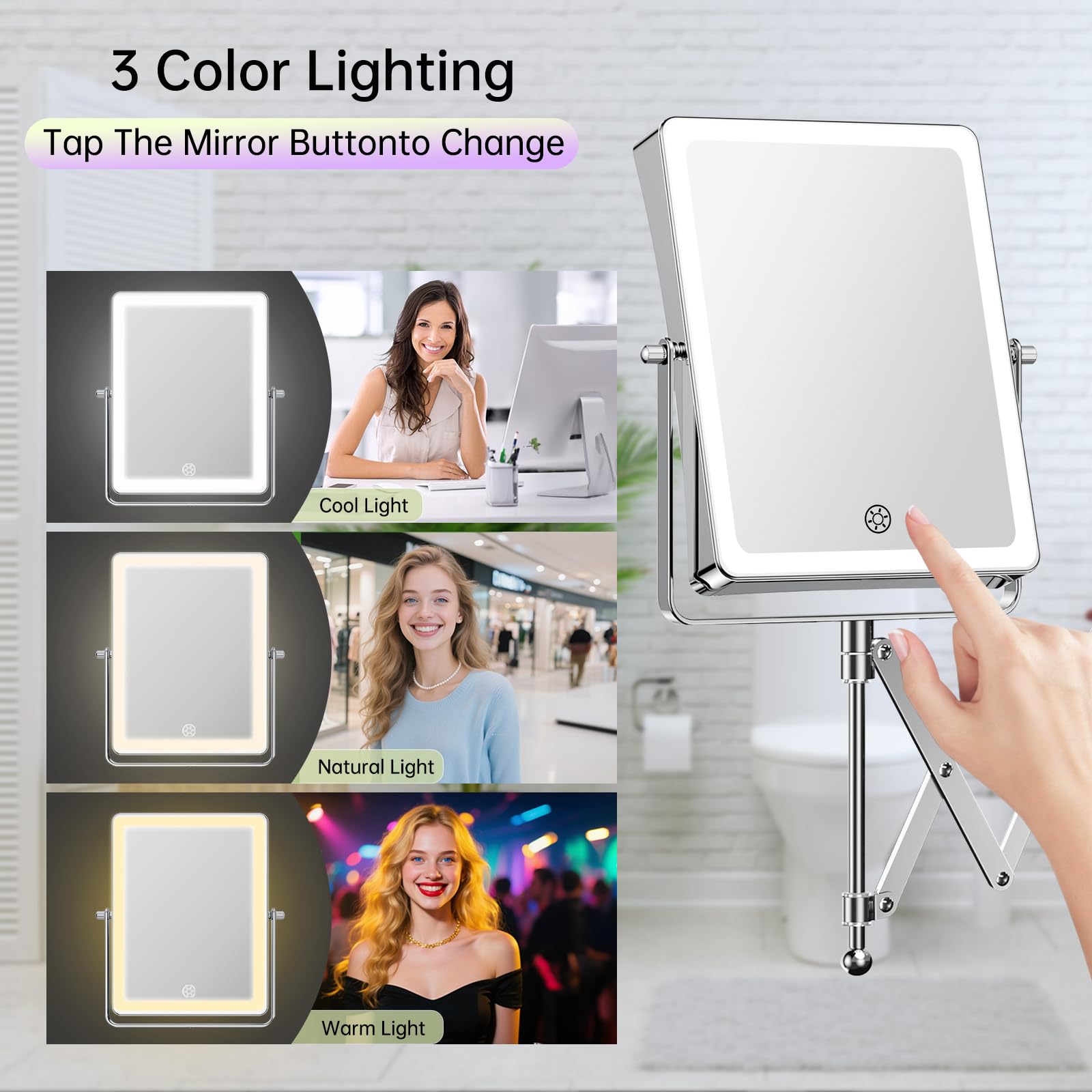 FASCINATE 84-LED lights provide even coverage for true-to-color makeup results.