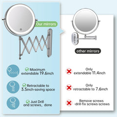 FASCINATE double-sided magnifying mirror offers 1X/30X detail for precise grooming.
