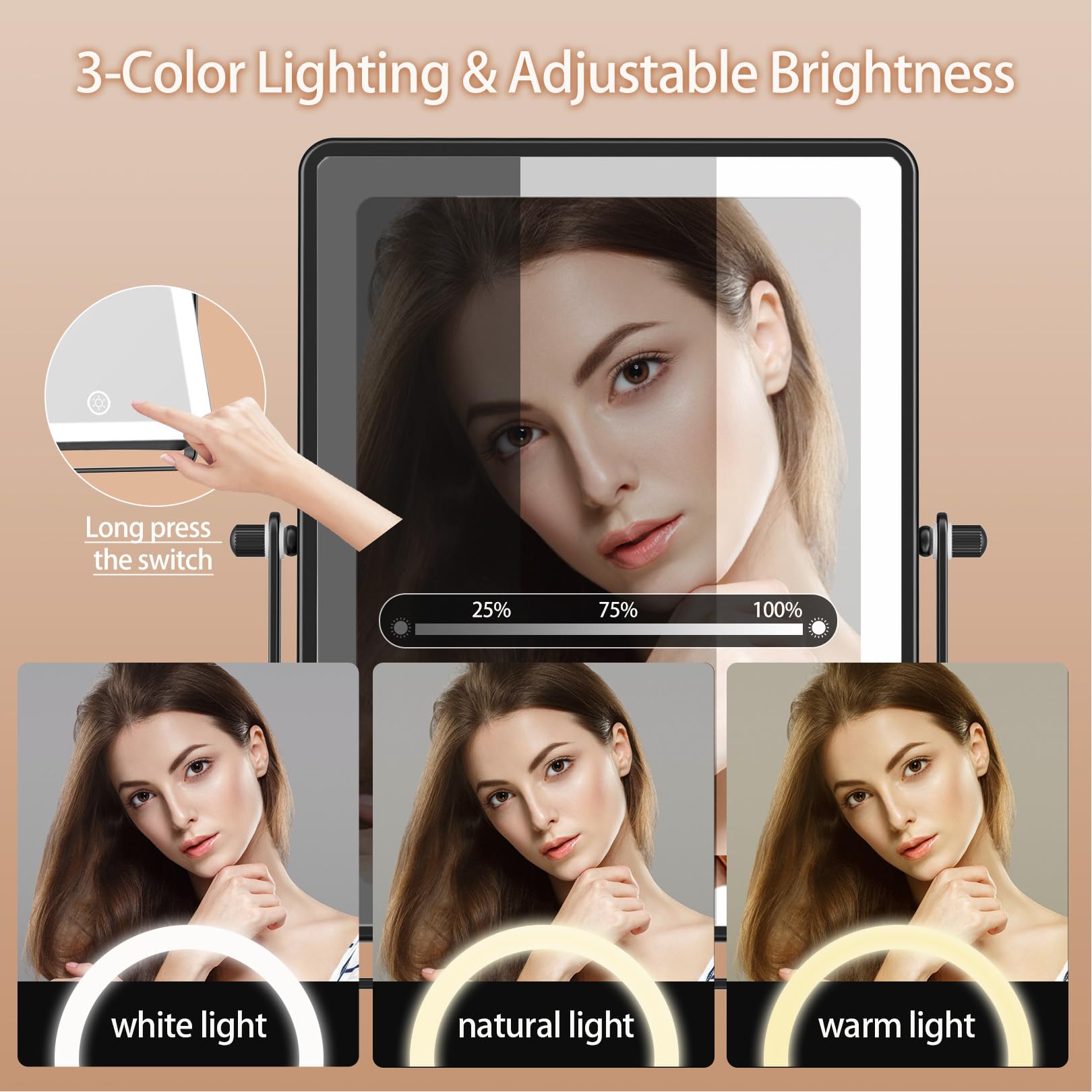 FASCINATE foldable wall-mount mirror saving space in a compact bathroom