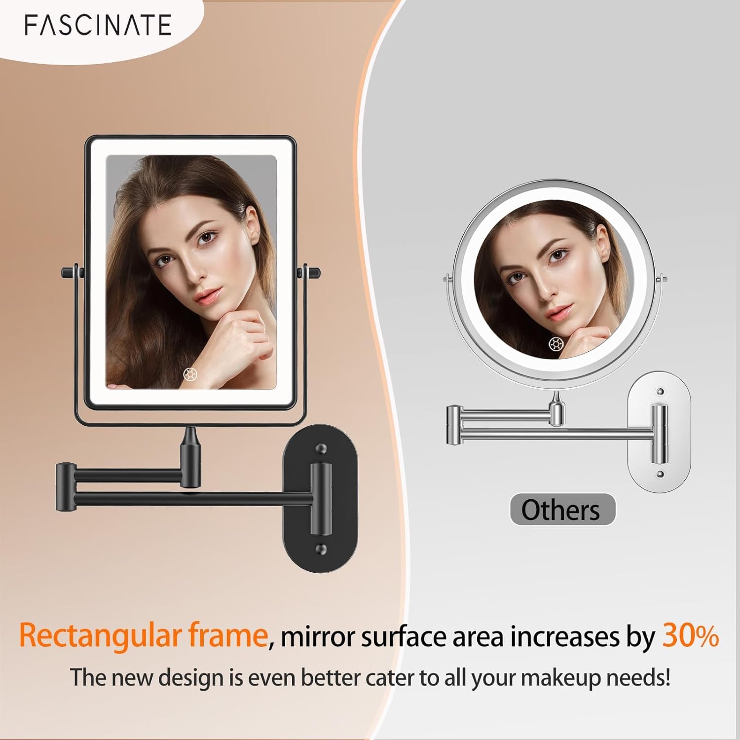 FASCINATE LED light with three color settings for accurate makeup lighting