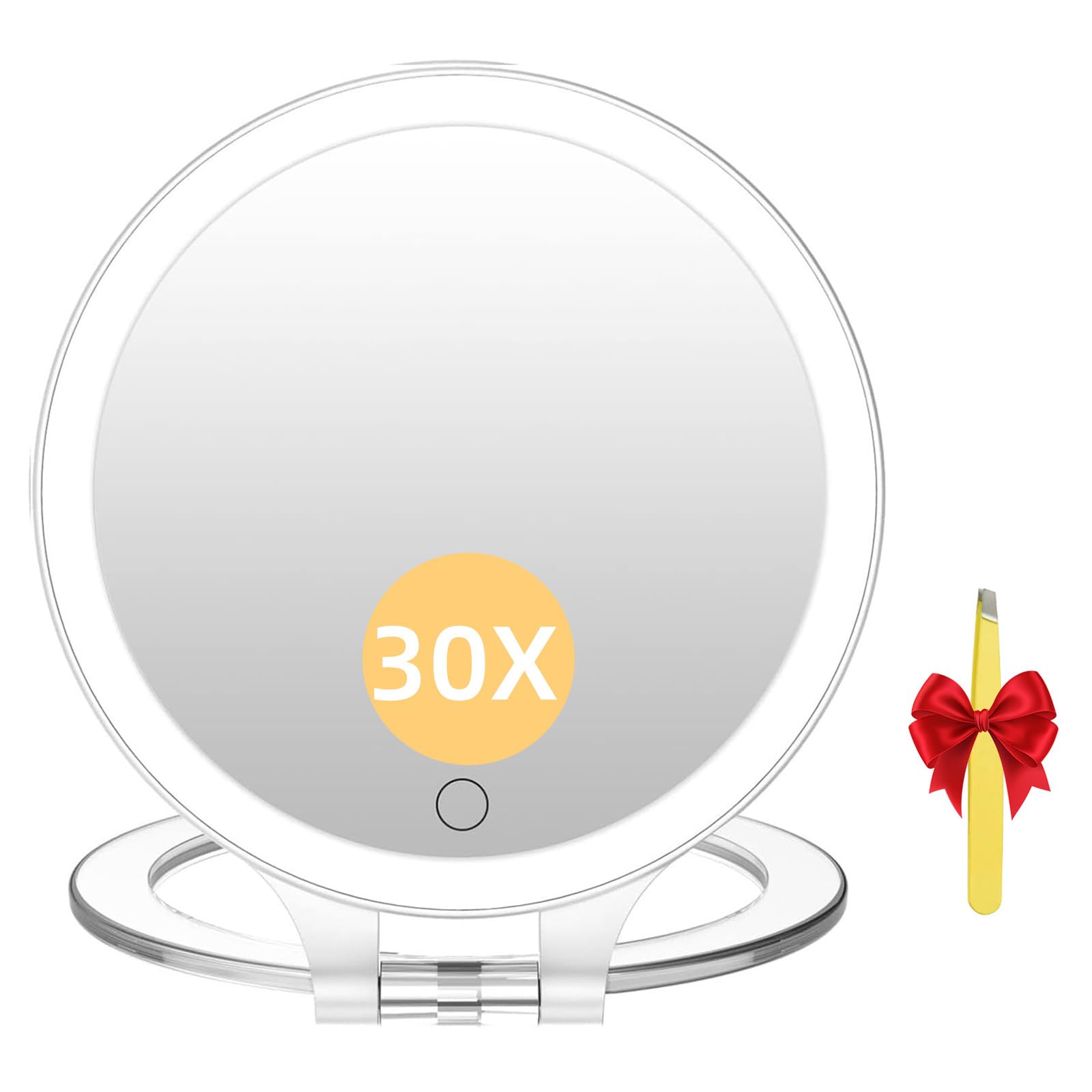 FASCINATE Magnifying Mirror 30X and 1X sides for precise makeup detail