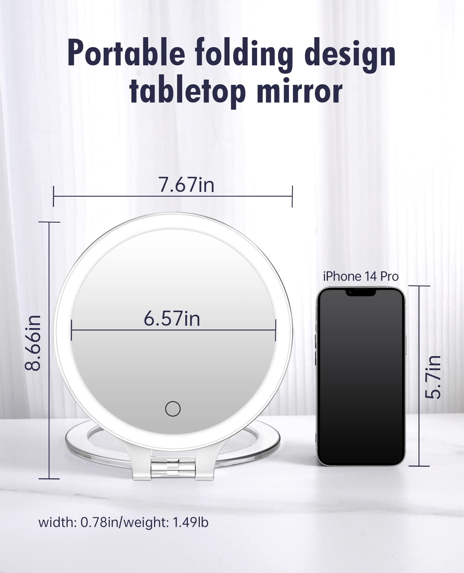 FASCINATE Magnifying Mirror with LED lighting for clear visibility