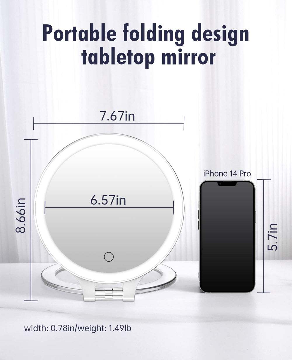 FASCINATE Magnifying Mirror with LED lighting for clear visibility