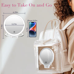 FASCINATE travel makeup mirror rechargeable for cordless use on the go