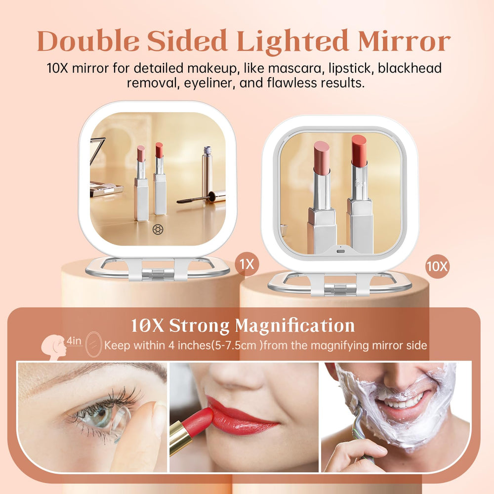 FASCINATE 1X-10X magnification supports full-face makeup and precise liner checks