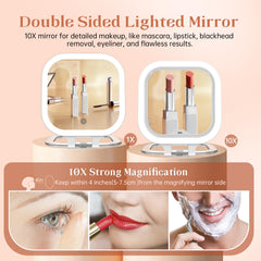 FASCINATE 1X-10X magnification supports full-face makeup and precise liner checks