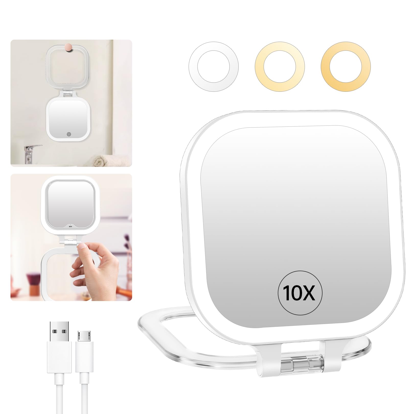 FASCINATE travel mirror folded compact design for easy packing and on-the-go touch-ups