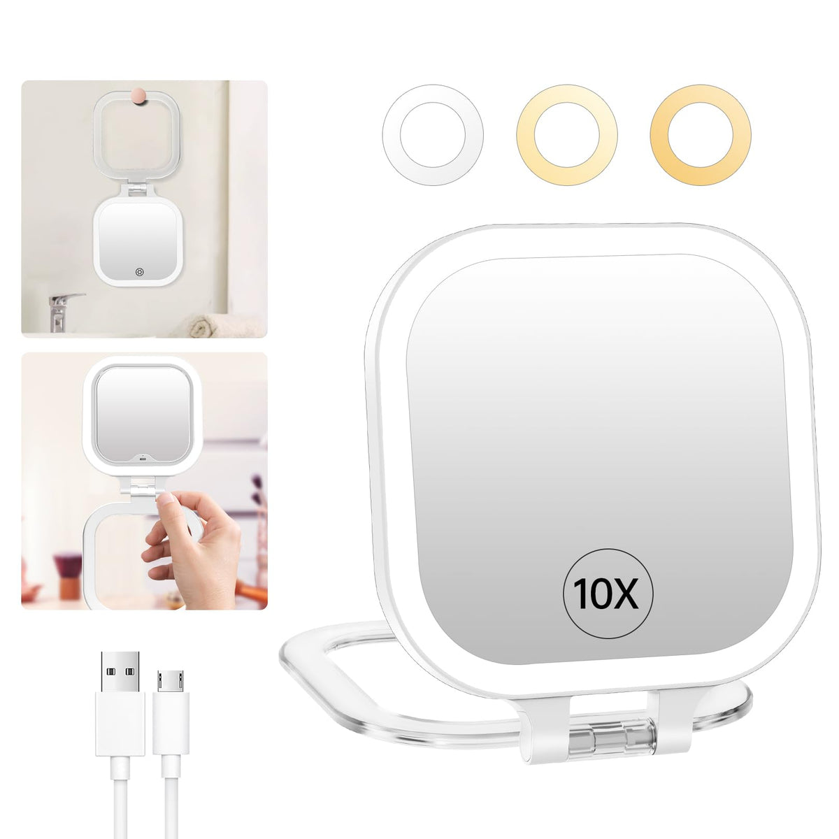 FASCINATE travel mirror folded compact design for easy packing and on-the-go touch-ups