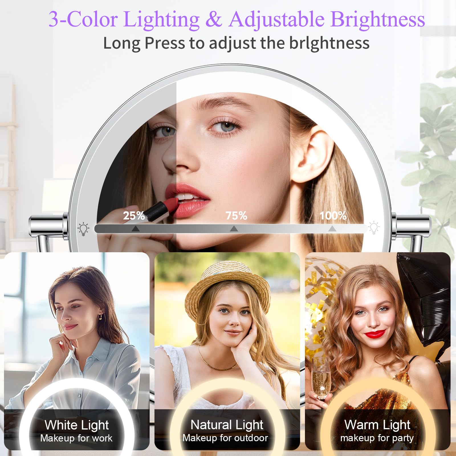 FASCINATE three-color modes with adjustable brightness for different tasks