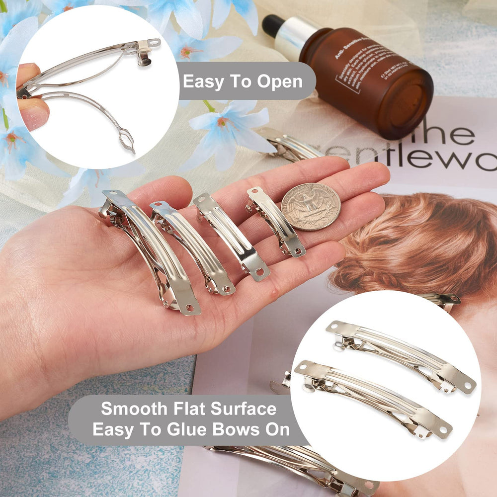 FASHEWELRY iron blank barrette 51mm close-up highlights durable hinge for secure wear.