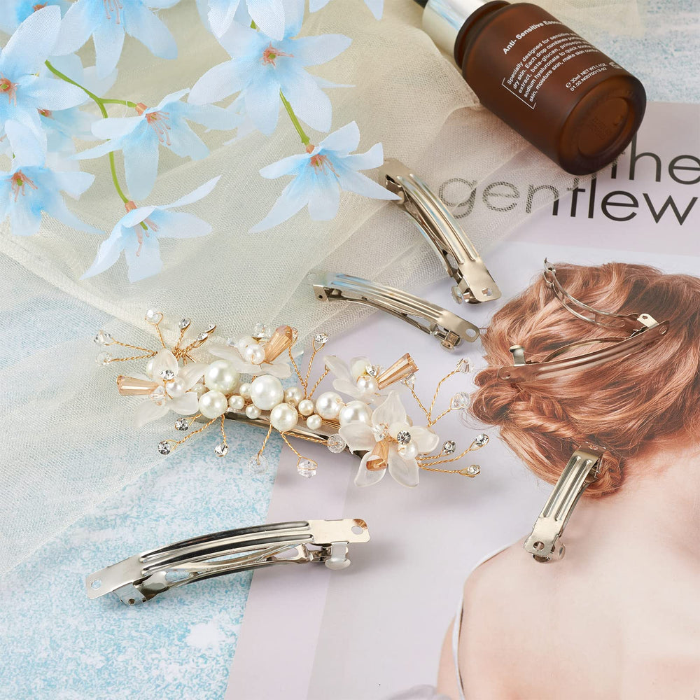 FASHEWELRY iron blank barrette 59mm close-up emphasizes lightweight metal and smooth edges.